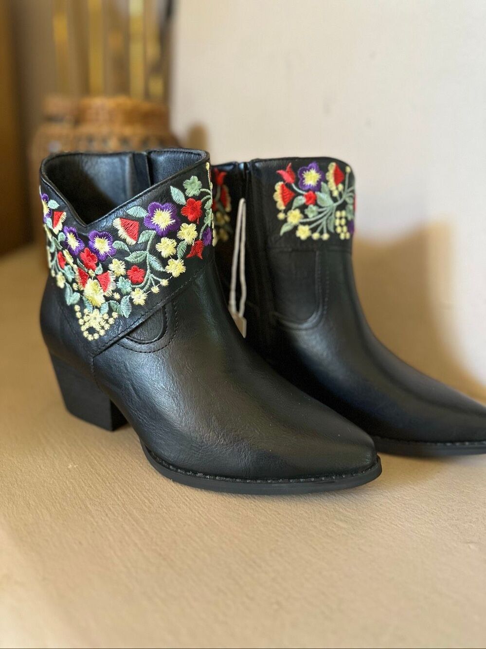 Embroidered ankle boots